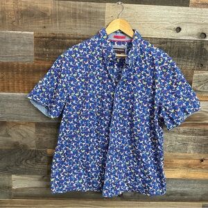Johnston & Murphy Hawaiian Aloha XL Shirt Flamingos Red White Blue Buttons